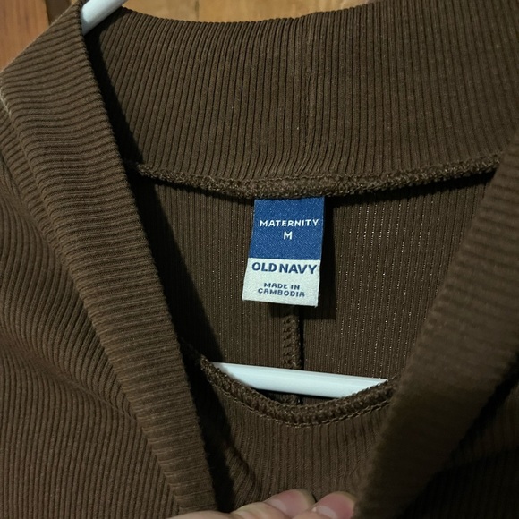 Maternity Mock Neck Rib Knit Midi Dress in Espresso Brown - Picture 3 of 4